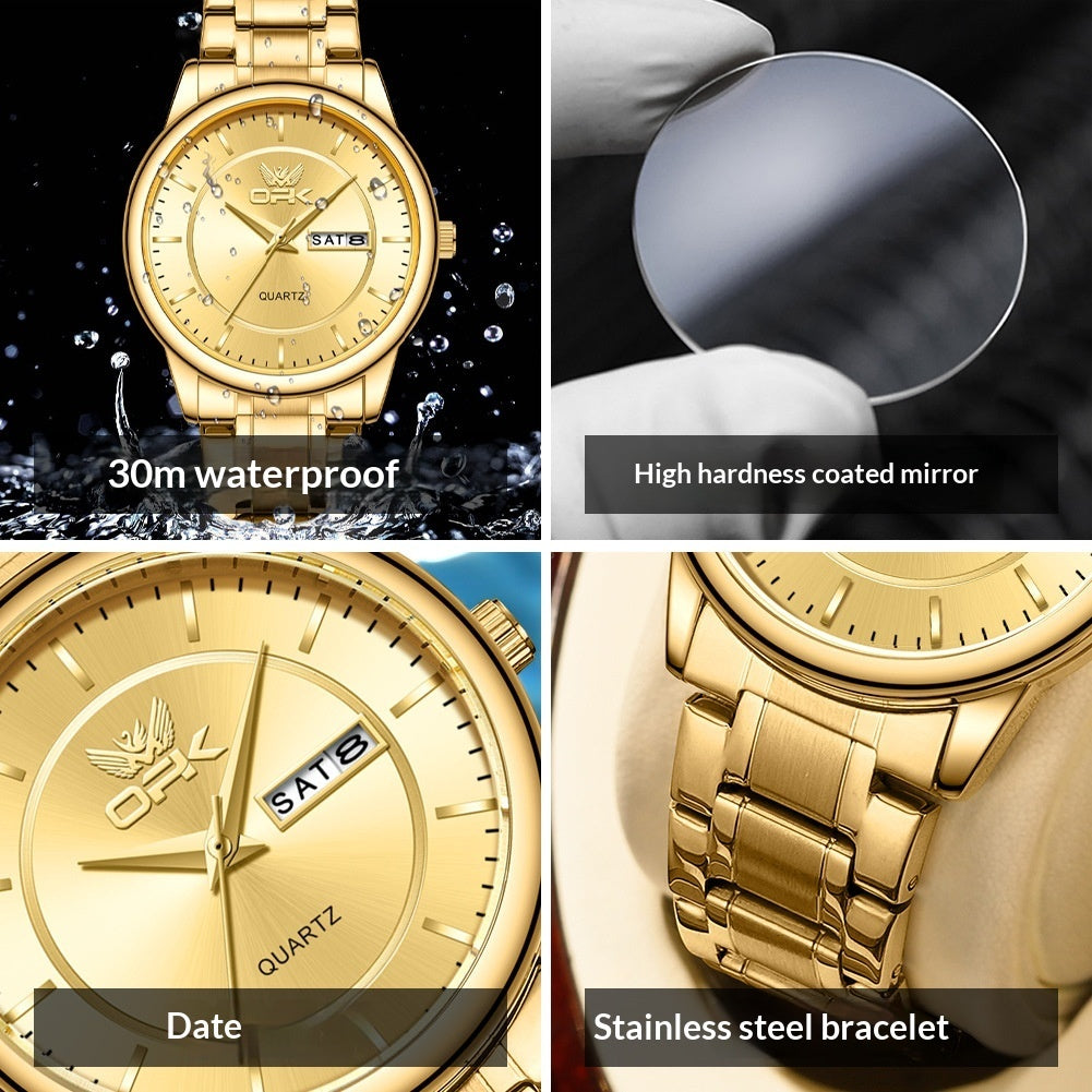 Fashionable Calendar Luminous Waterproof Quartz Watch