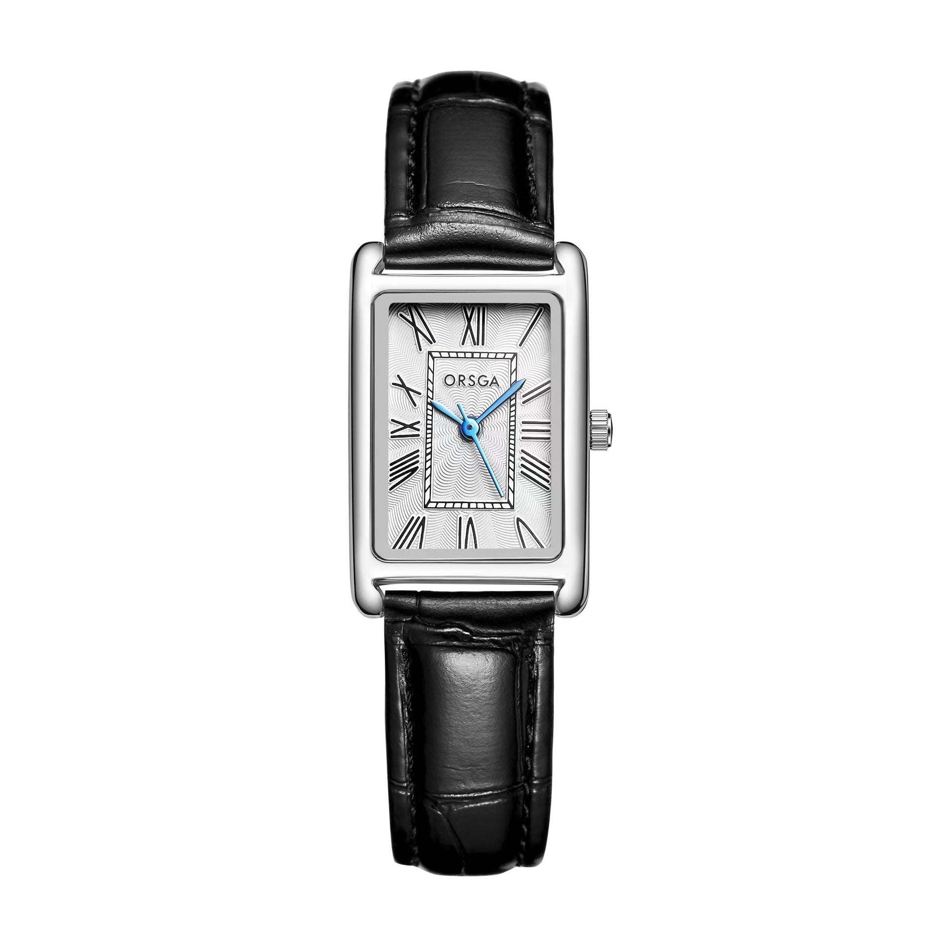 Fashionable Womens Square Steel-Strap Quartz Watch