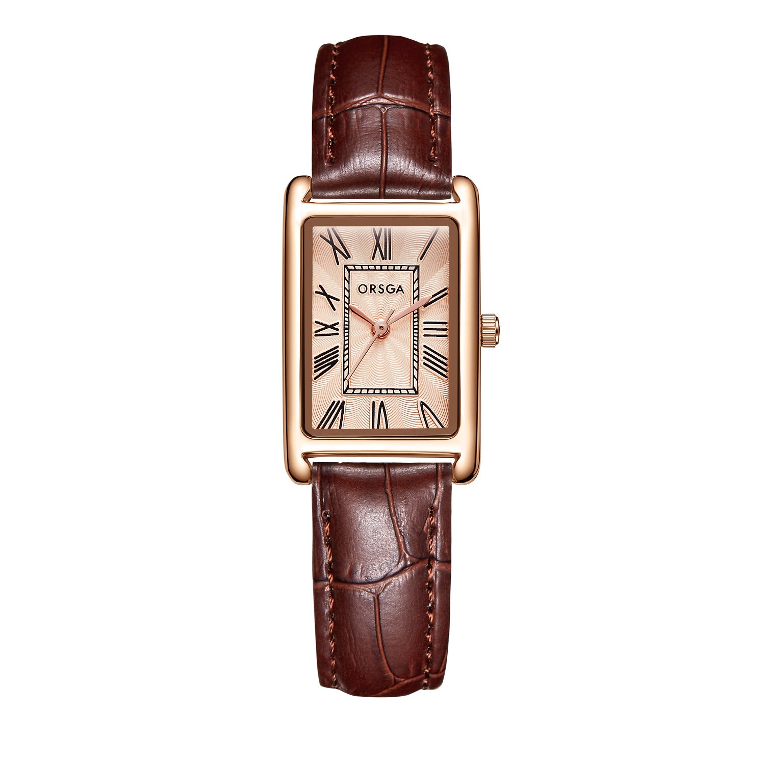 Fashionable Womens Square Steel-Strap Quartz Watch